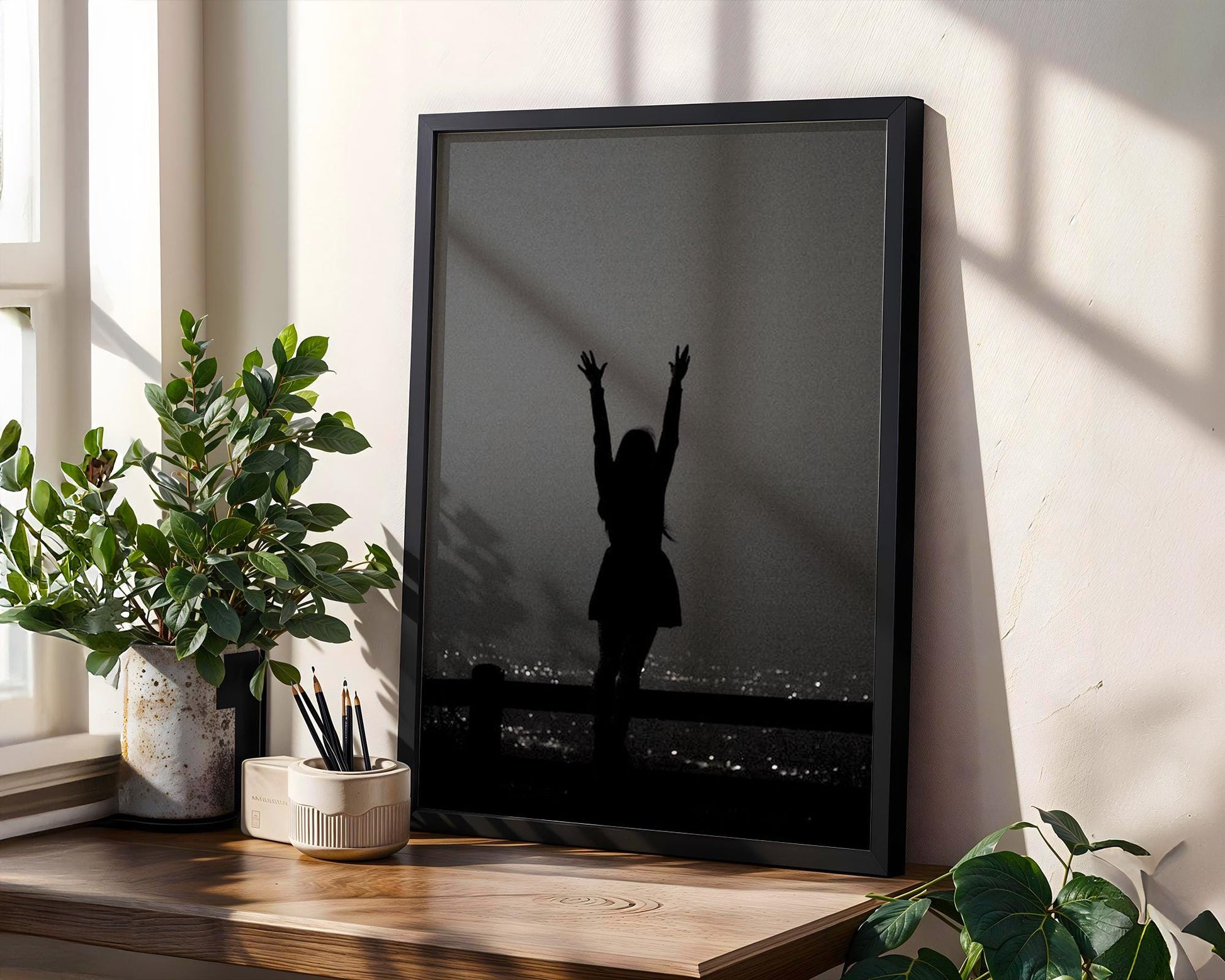 Woman Silhouette City View Art Print | Minimalist Modern Wall Decor wall art print, black and white architectural poster, minimalist modern Scandinavian wall decor, Monohaus