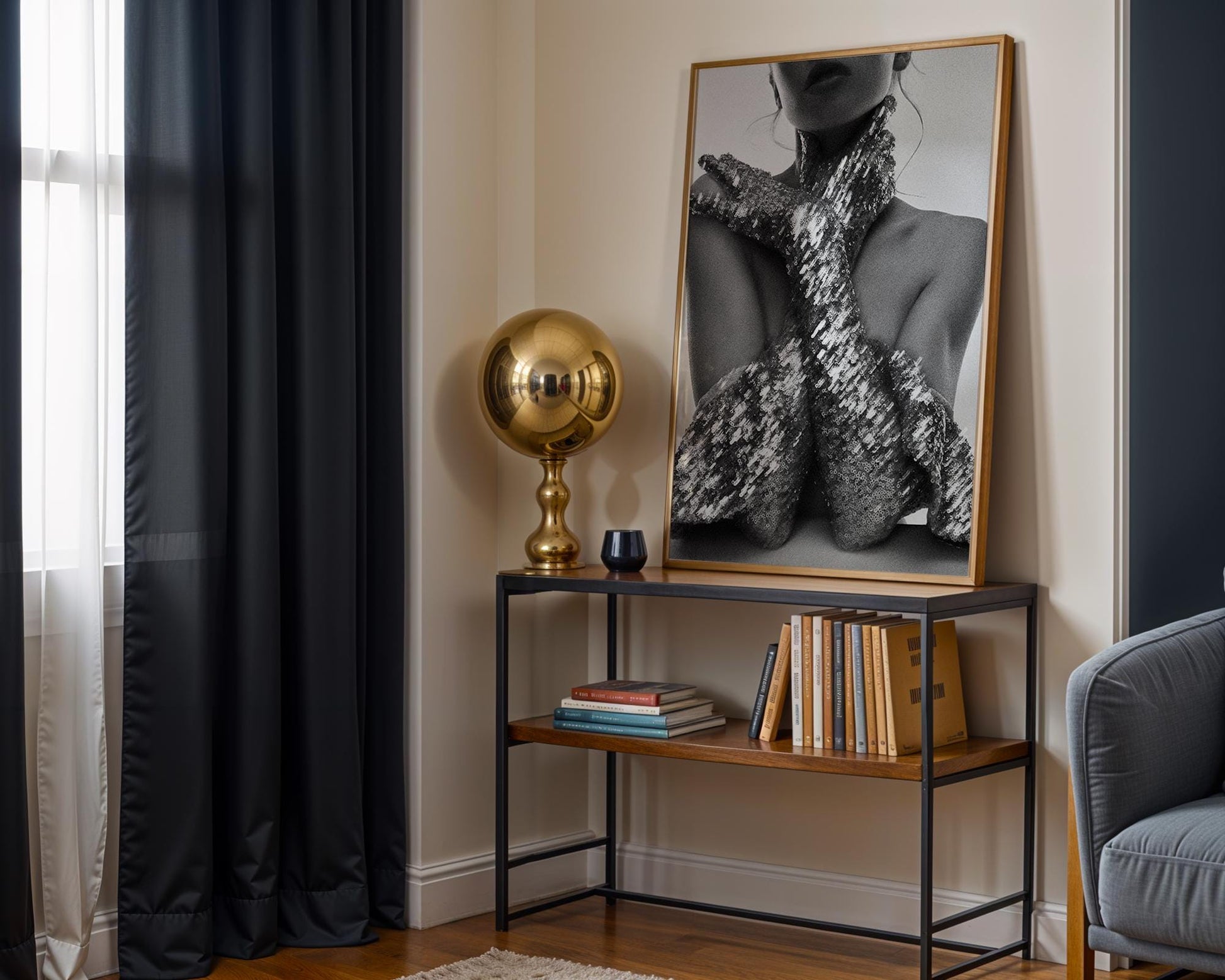 Designer Wall Art | Sequin Gloves Glam Fashion Print | Black and White Bedroom Decor wall art print, minimalist black and white poster, modern Scandinavian wall decor, Monohaus