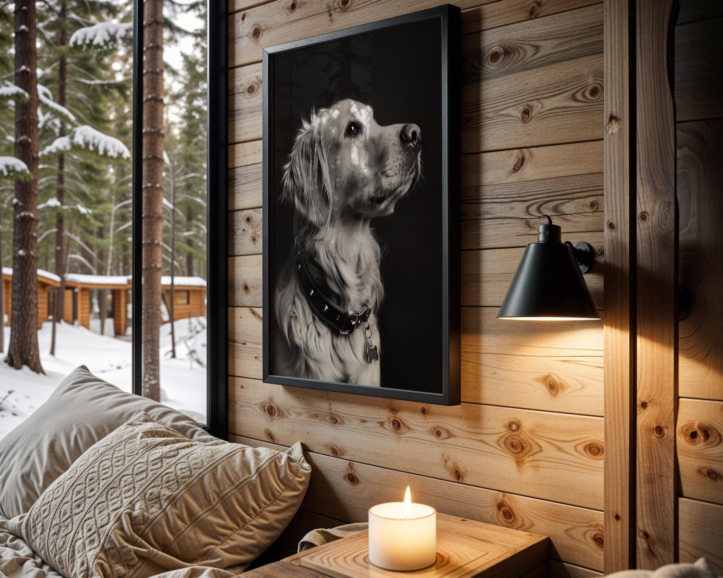 Dog Photography Golden Retriever Portrait Print | Minimalist Black and White Pet Art wall art print, minimalist black and white poster, modern Scandinavian wall decor, Monohaus