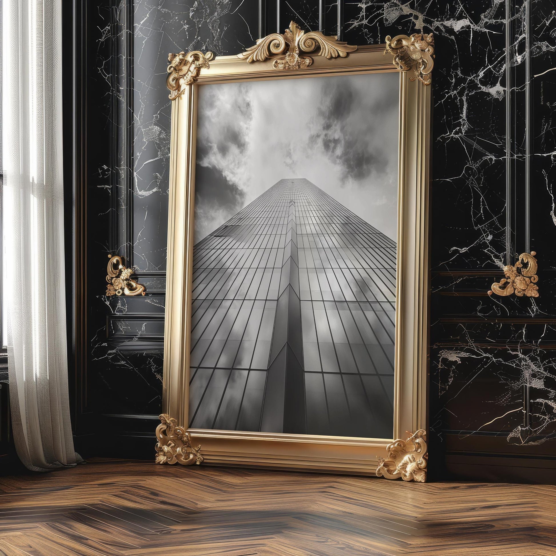 Urban Photography | Abstract Skyscraper Building Print | Minimal City Wall Art wall art print, black and white architectural poster, minimalist modern Scandinavian wall decor, Monohaus