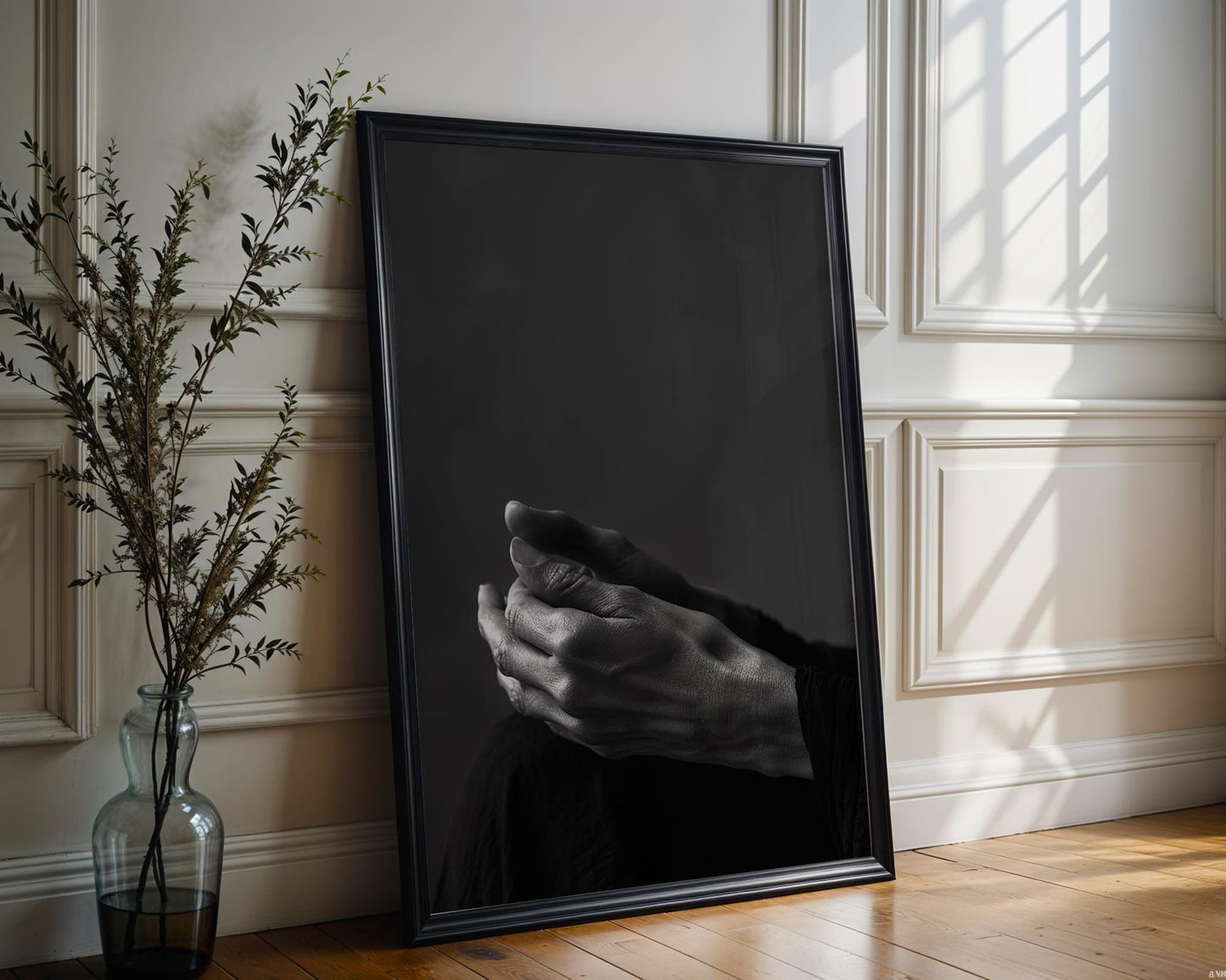 Moody Hands Print | B&W Abstract Human Form Wall Art abstract wall art print, geometric minimalist poster, modern Scandinavian decor, Monohaus