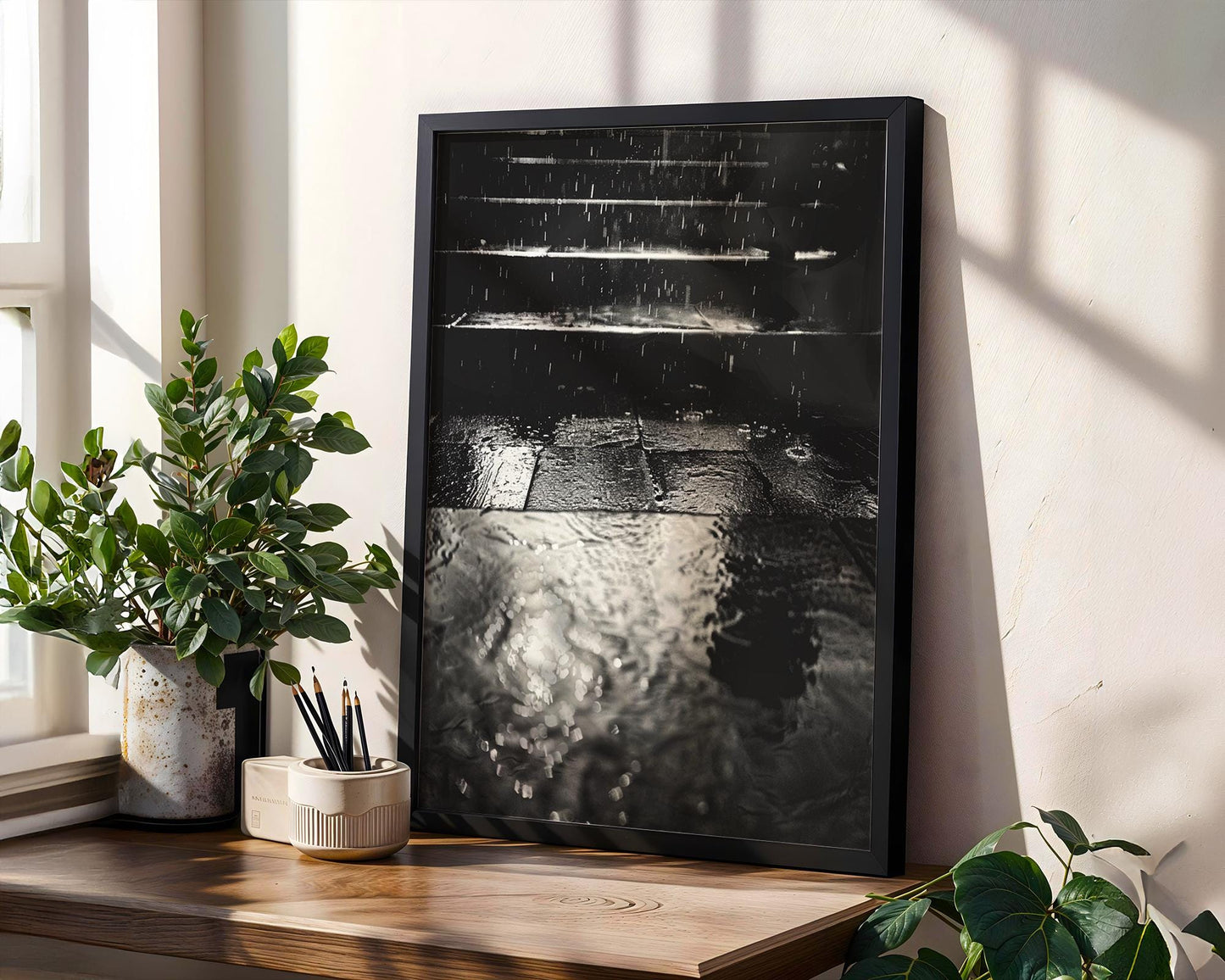 Urban Photography | Urban Photography | Rain Art Print | Black & White Street Scene Minimalist Decor black and white photo print, minimalist monochrome wall art poster for modern interiors, Monohaus