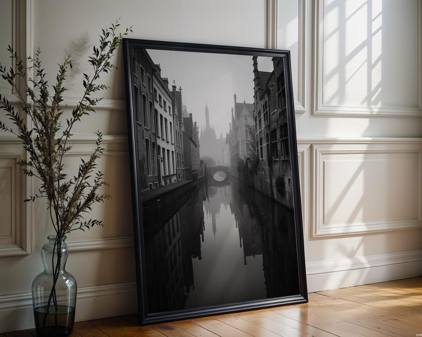 World Landmark | Bruges Belgium Print | Gothic Black & White Architecture Wall Art wall art print, black and white architectural poster, minimalist modern Scandinavian wall decor, Monohaus