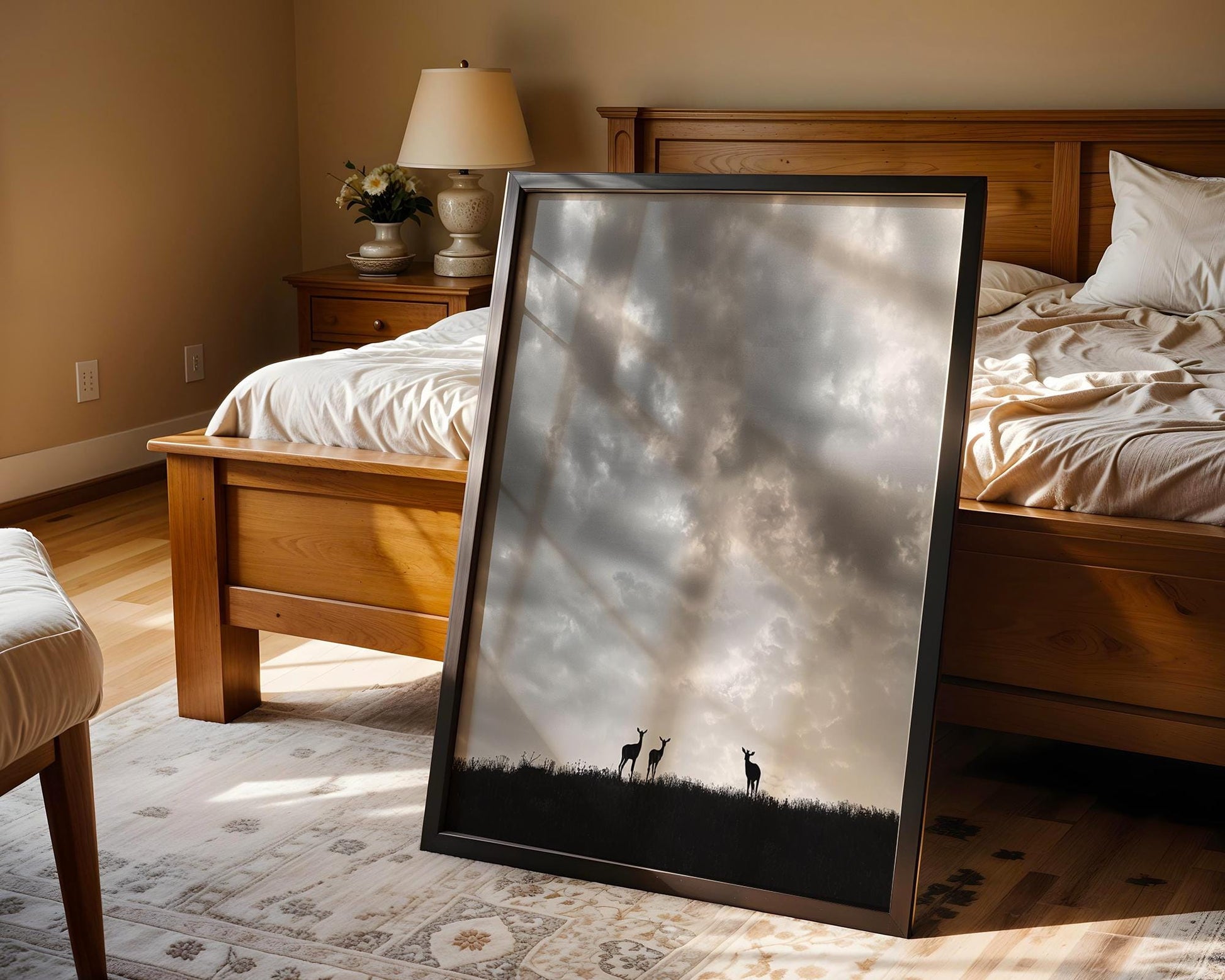 Wildlife Poster | Antelope Silhouette Fine Art Print • Minimalist Black & White Photography wall art print, minimalist black and white poster, modern Scandinavian wall decor, Monohaus