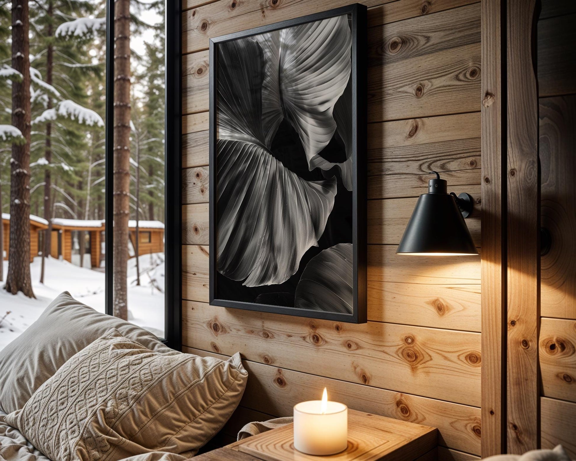 Botanical Photo | Abstract Oversized Leaf Print | Black & White Home Decor abstract wall art print, geometric minimalist poster, modern Scandinavian decor, Monohaus