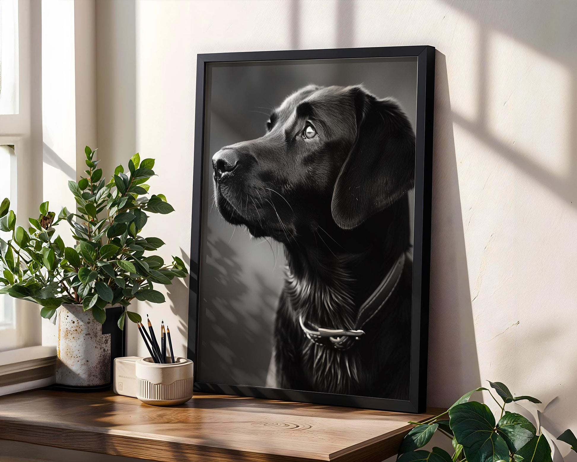 Dog Photography Black Labrador Fine Art Print | Modern Monochrome Pet Portrait wall art print, minimalist black and white poster, modern Scandinavian wall decor, Monohaus