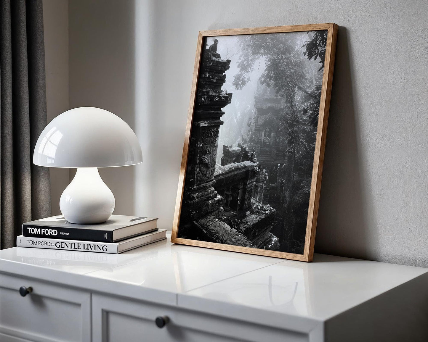 World Landmark | Bali Temple Ruins Print | Black and White Ancient Architecture Wall Art wall art print, black and white architectural poster, minimalist modern Scandinavian wall decor, Monohaus