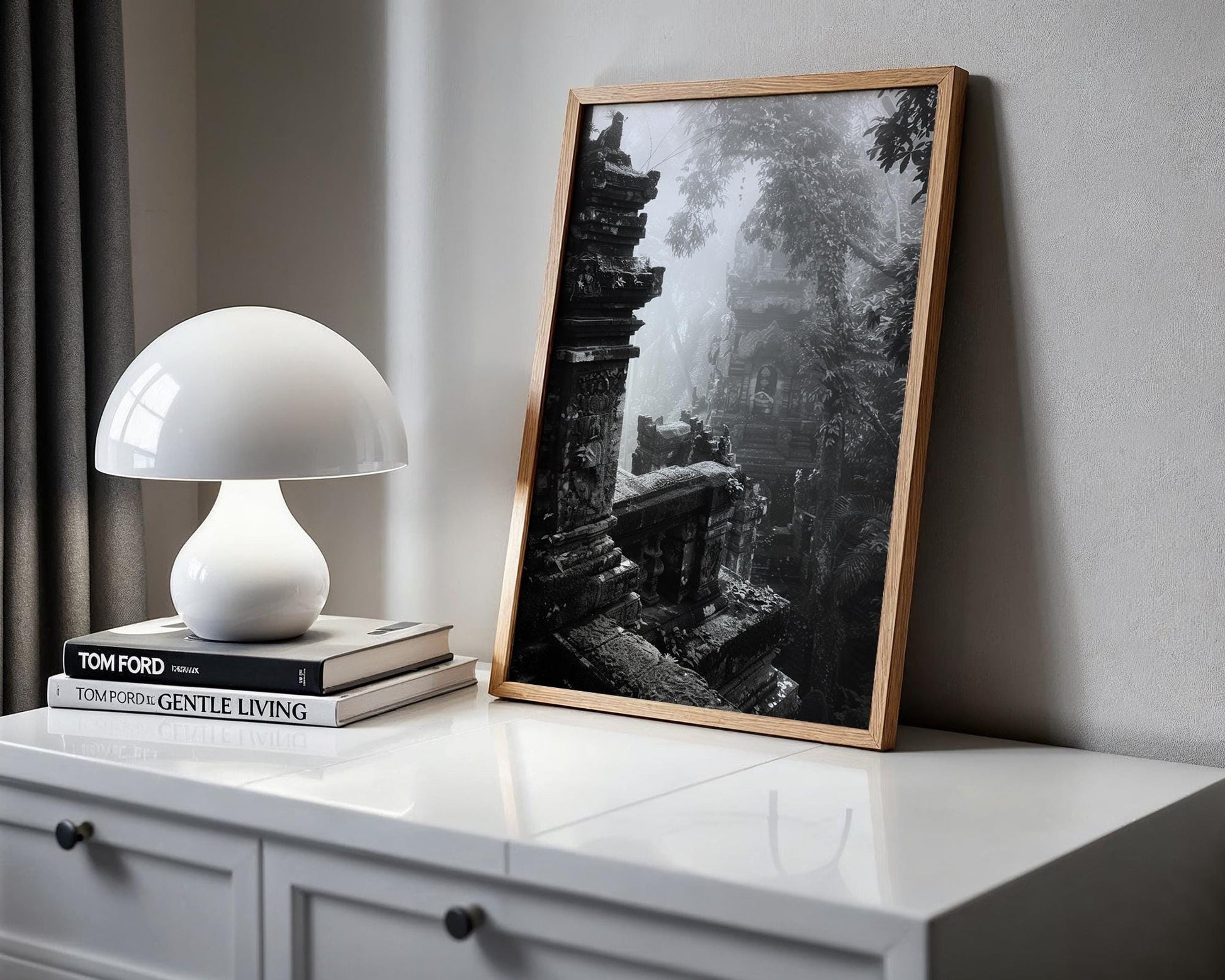 World Landmark | Bali Temple Ruins Print | Black and White Ancient Architecture Wall Art wall art print, black and white architectural poster, minimalist modern Scandinavian wall decor, Monohaus