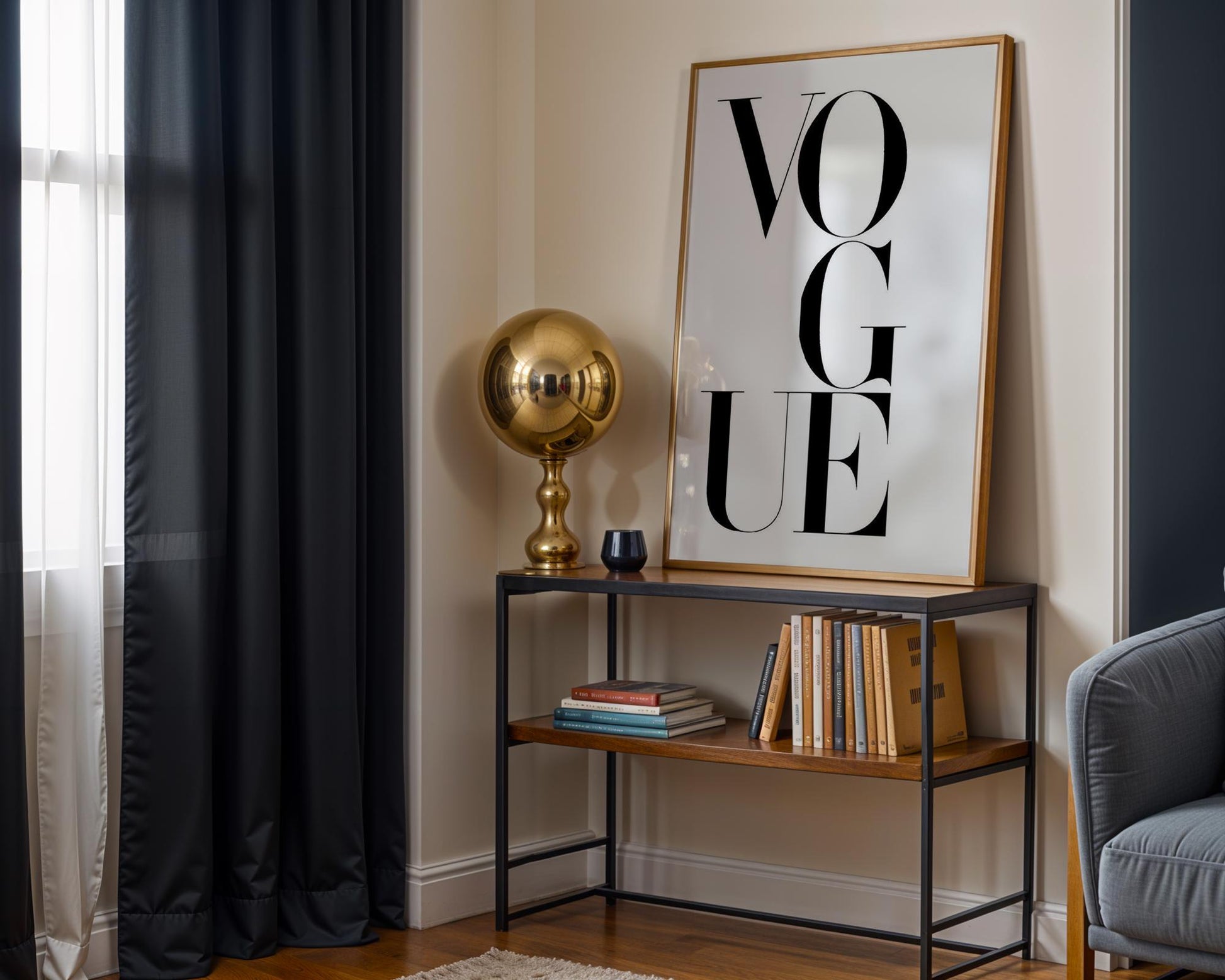 Designer Wall Art | Vogue Typography Print | Black And White Fashion Poster typography wall art print, minimalist black and white type poster, modern graphic design decor, Monohaus