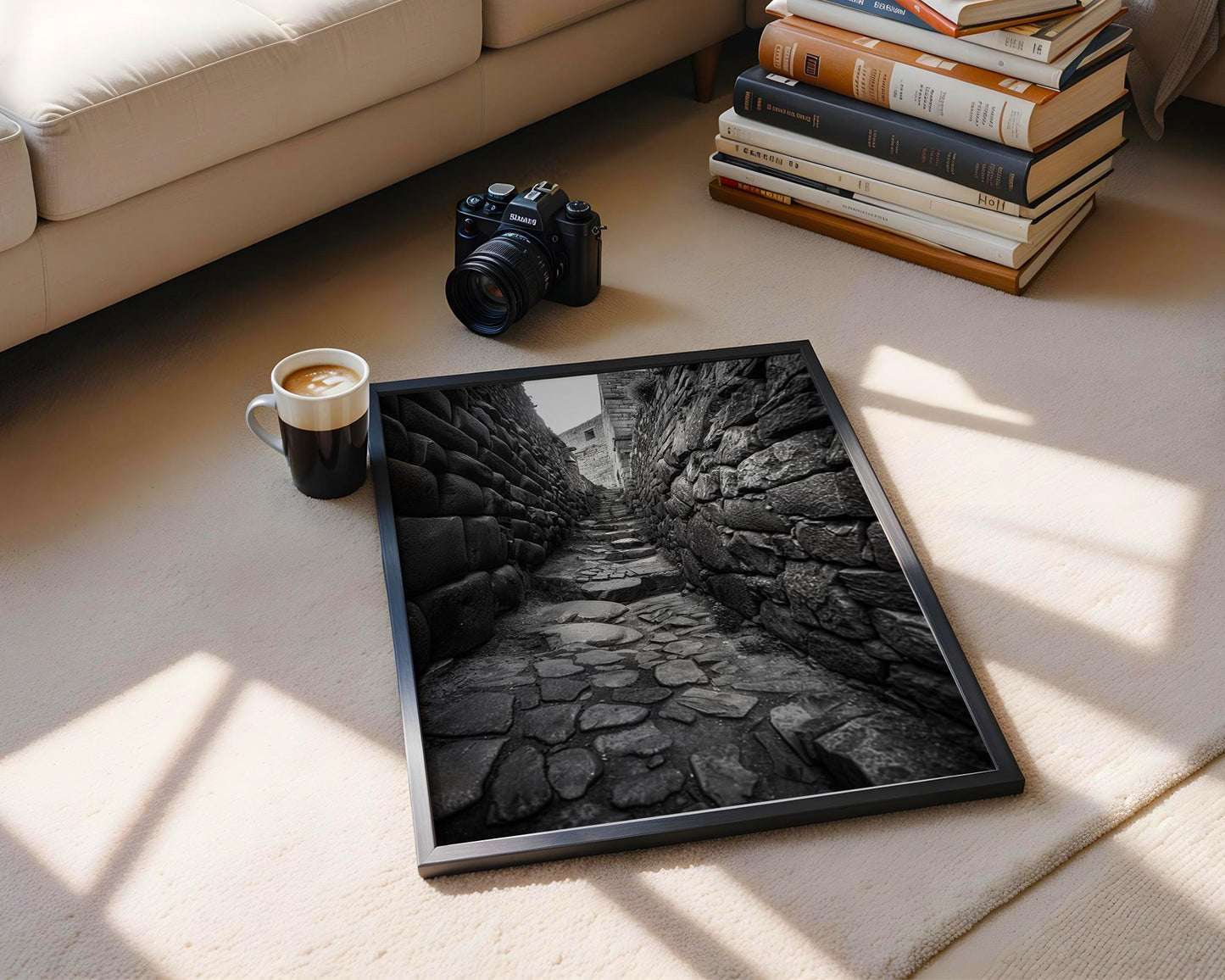 World Landmark | Machu Picchu Print | Black and White Inca Architecture Photography wall art print, black and white architectural poster, minimalist modern Scandinavian wall decor, Monohaus