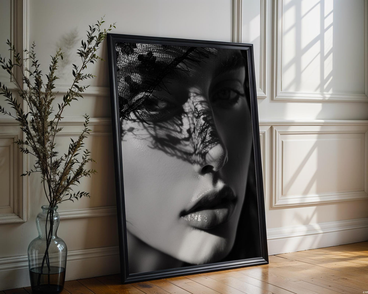 Minimal Wall Art Veiled Light | Black and White Portrait Photography Print wall art print, minimalist black and white poster, modern Scandinavian wall decor, Monohaus