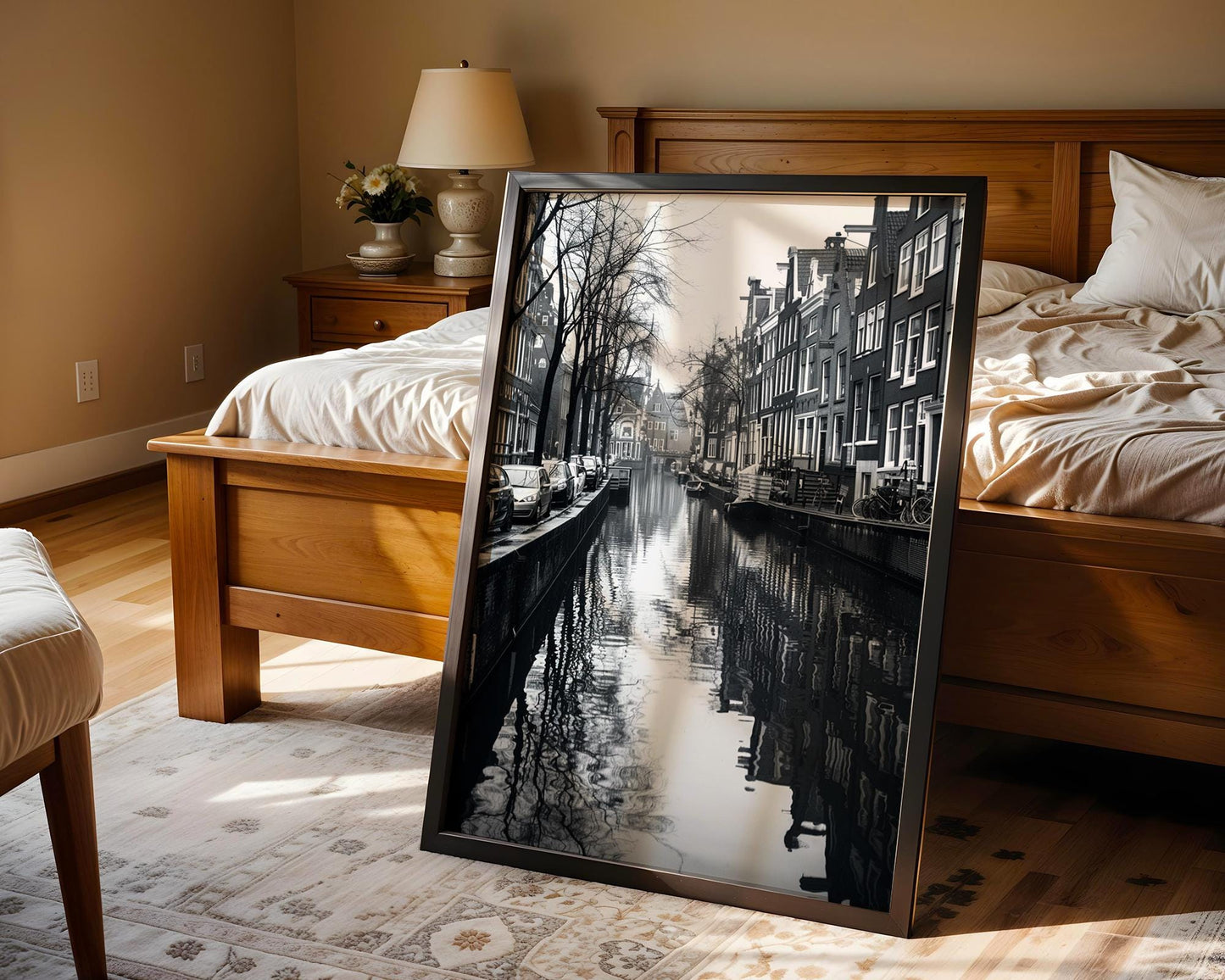 World Landmark | Amsterdam Canal Black and White Photography Print | Minimalist Wall Art wall art print, minimalist black and white poster, modern Scandinavian wall decor, Monohaus