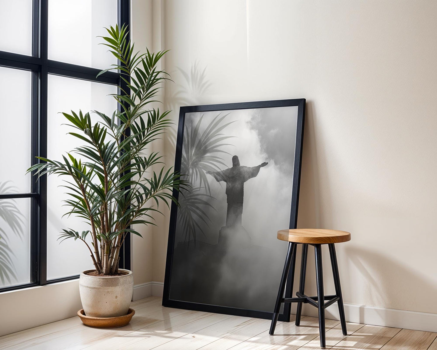 World Landmark | Christ the Redeemer Print | Black and White Rio de Janeiro Photography wall art print, minimalist black and white poster, modern Scandinavian wall decor, Monohaus