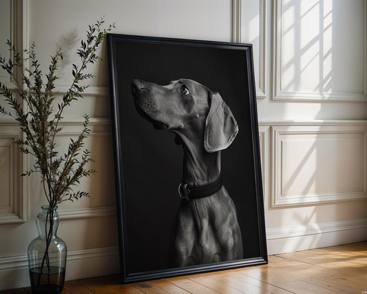 Dog Photography Weimaraner Modern Print Black and White Scandi Home wall art print, minimalist black and white poster, modern Scandinavian wall decor, Monohaus
