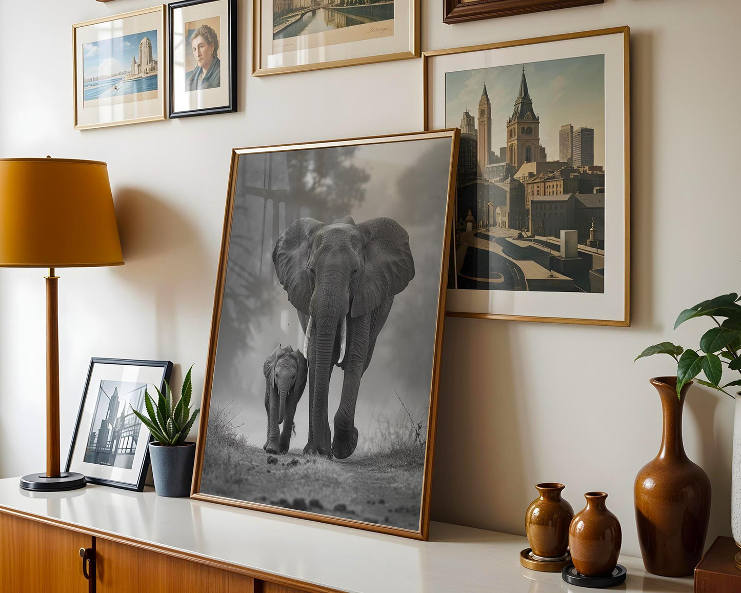 Wildlife Poster | Elephant and Calf Print | Minimalist Black & White  Photography wall art print, minimalist black and white poster, modern Scandinavian wall decor, Monohaus