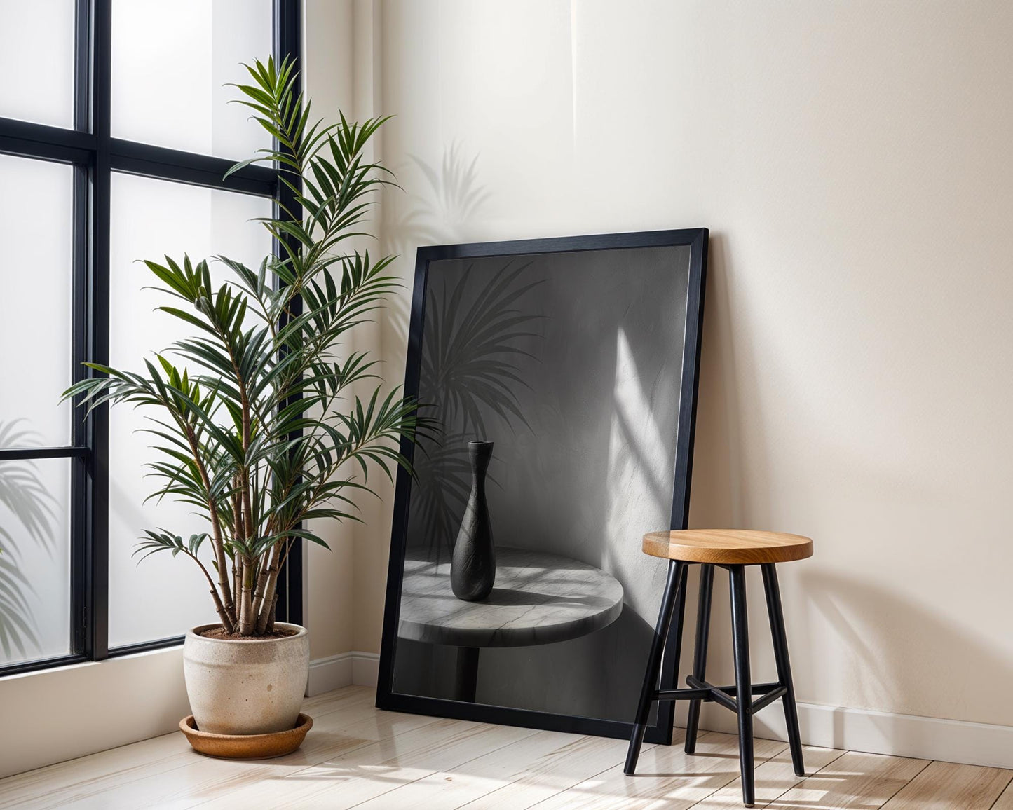 Minimal Wall Art Vase Photography Print | Black and White Still Life Home Decor wall art print, minimalist black and white poster, modern Scandinavian wall decor, Monohaus