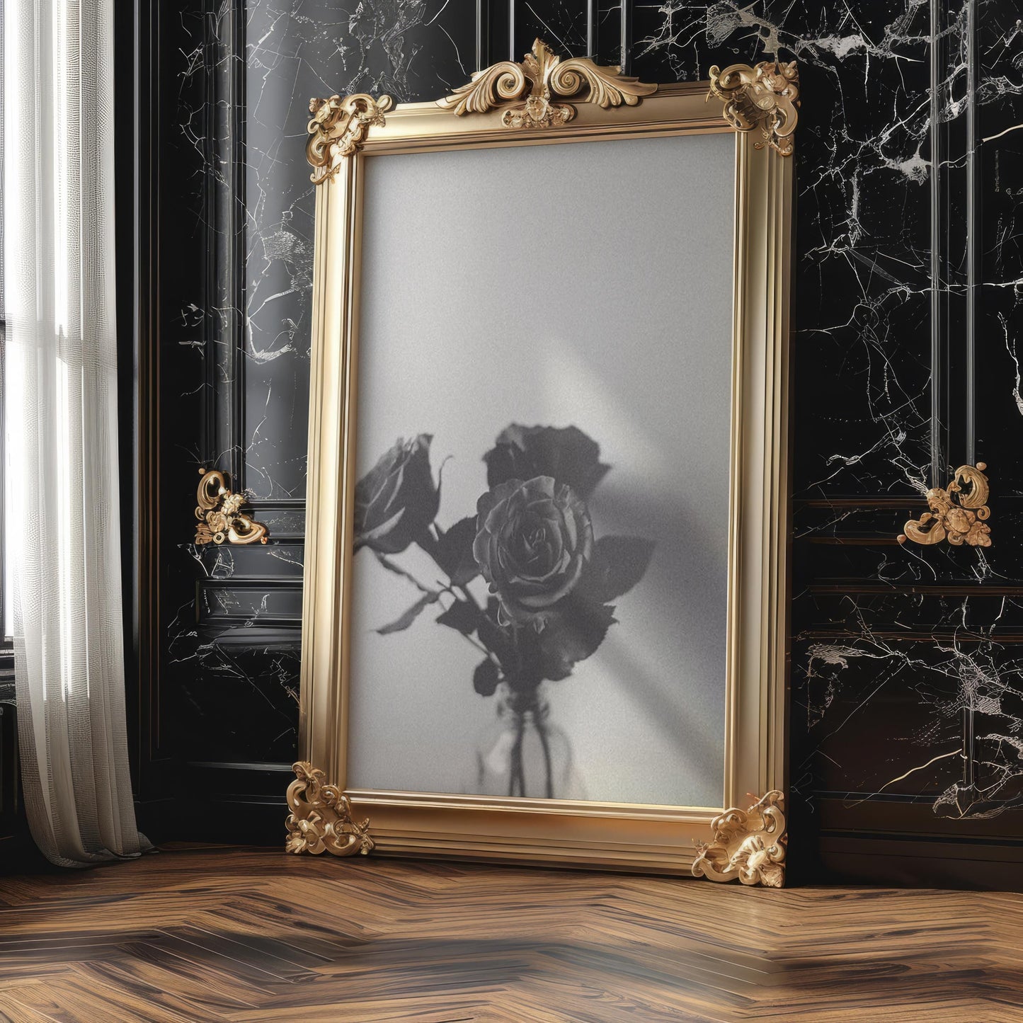 Designer Wall Art | Black and White Roses Print | Minimalist Floral Still Life wall art print, minimalist black and white poster, modern Scandinavian wall decor, Monohaus