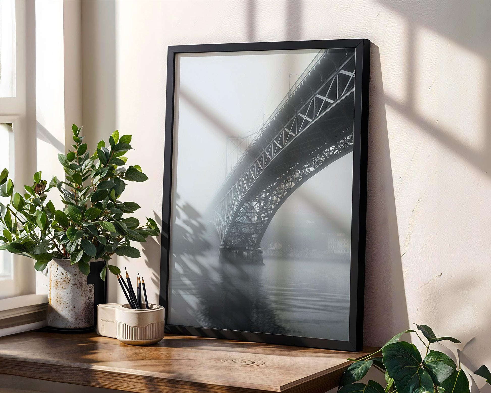 World Landmark | Porto Bridge Photography Print | Black and White Minimalist Wall Art wall art print, minimalist black and white poster, modern Scandinavian wall decor, Monohaus