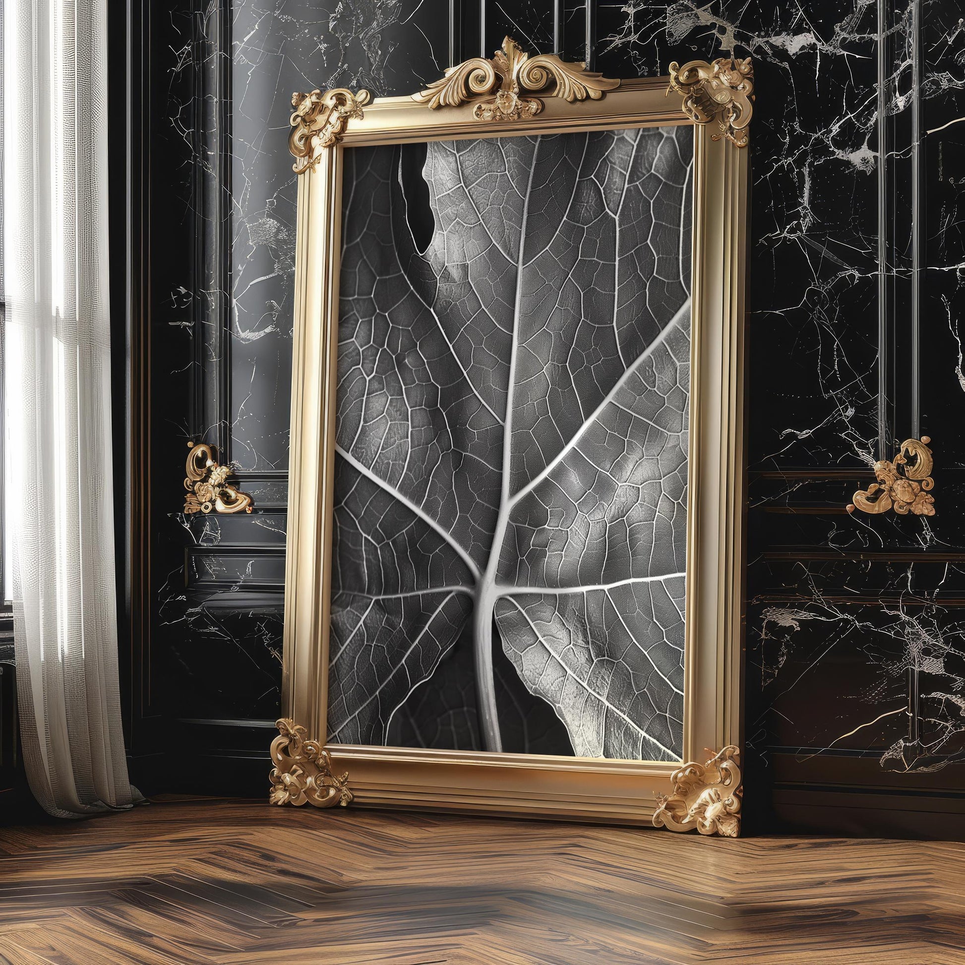 Botanical Photo | Black and White Leaf Vein Print | Abstract  Photography abstract wall art print, geometric minimalist poster, modern Scandinavian decor, Monohaus