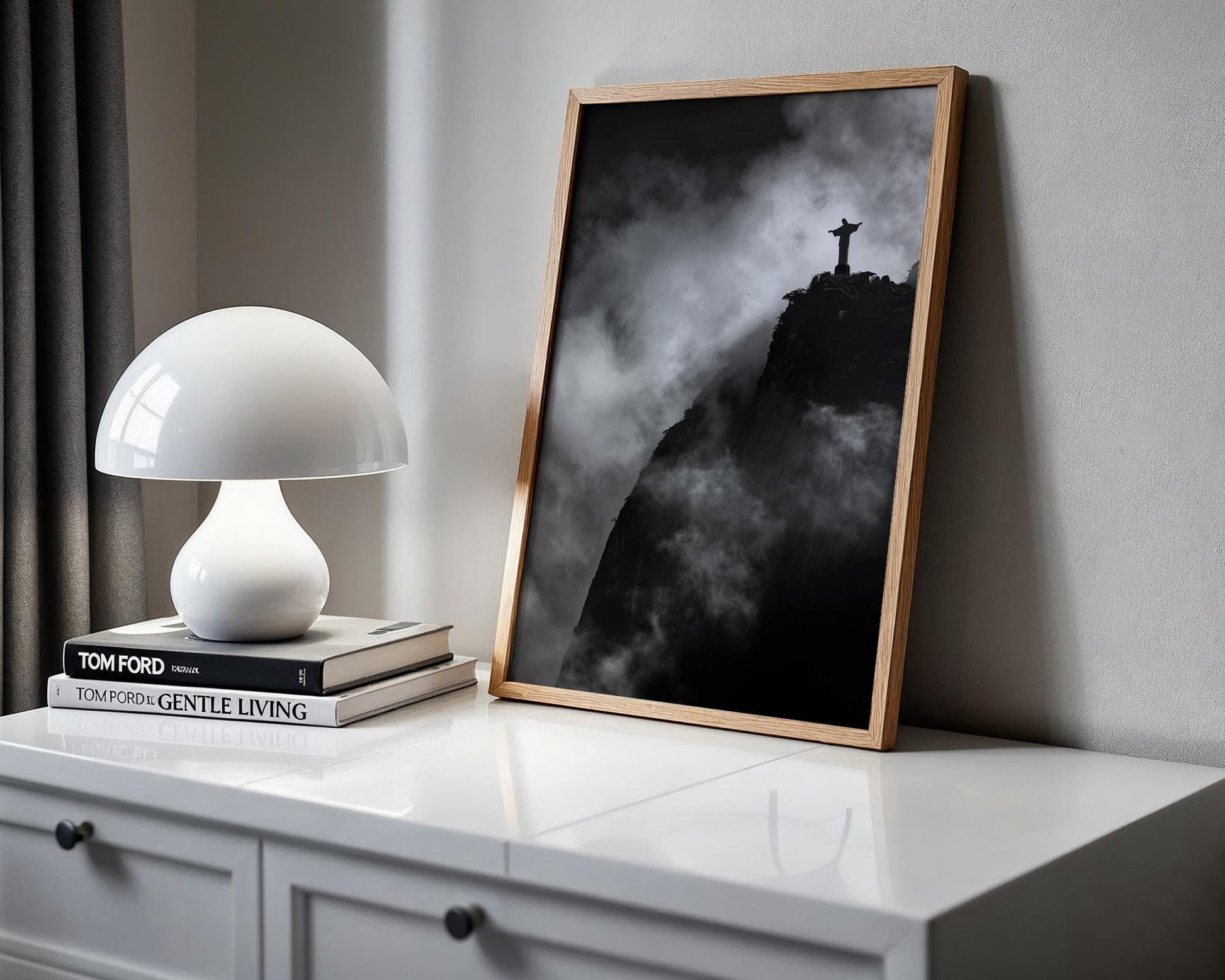World Landmark | Christ the Redeemer Print | Black and White Rio de Janeiro Photography wall art print, minimalist black and white poster, modern Scandinavian wall decor, Monohaus