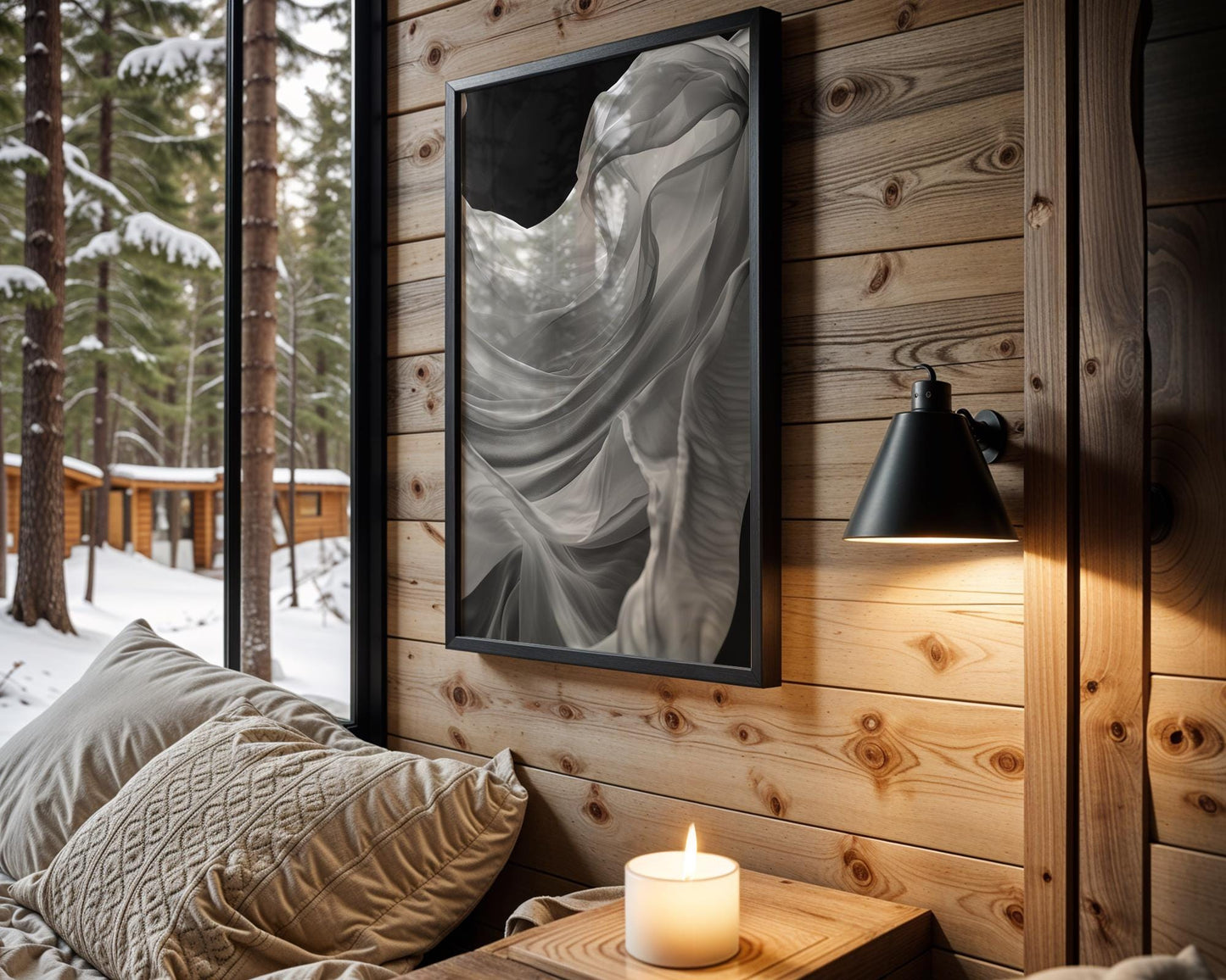 Minimal Wall Art Abstract Fabric Waves Art Print | Minimalist Scandi Decor abstract wall art print, geometric minimalist poster, modern Scandinavian decor, Monohaus