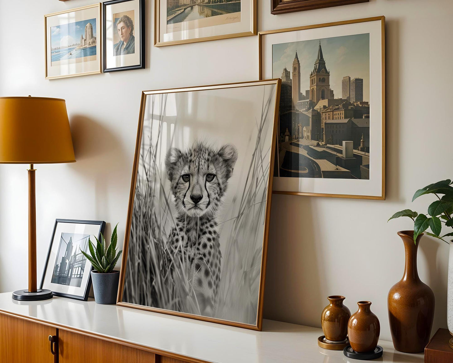 Wildlife Poster | Cheetah Cub Portrait | Minimalist  Fine Art Print wall art print, minimalist black and white poster, modern Scandinavian wall decor, Monohaus