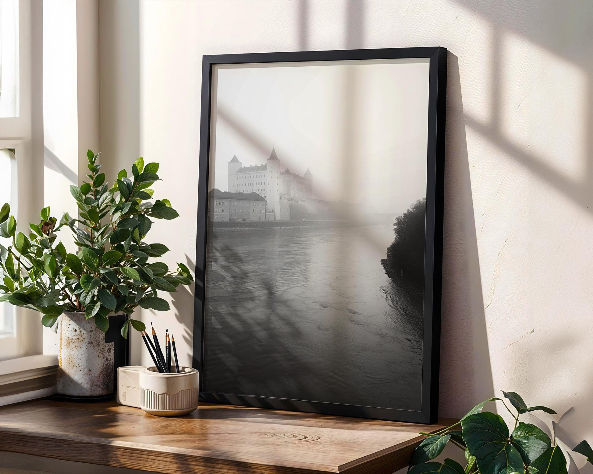 World Landmark | Bratislava Castle Print | Black and White European Architecture Photography wall art print, black and white architectural poster, minimalist modern Scandinavian wall decor, Monohaus