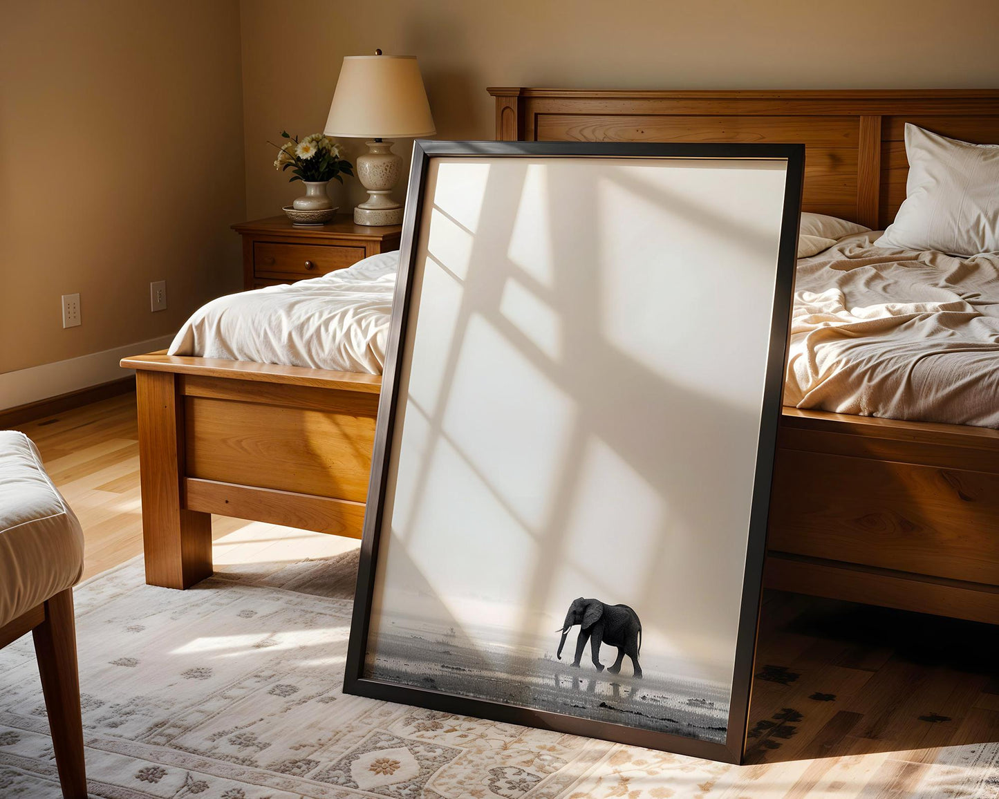 Wildlife Poster | Elephant in Mist Print | Minimalist Safari Wall Art wall art print, minimalist black and white poster, modern Scandinavian wall decor, Monohaus