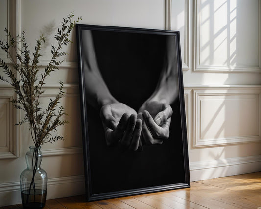 Minimal Wall Art Hands Study | Black and White Fine Art Photography wall art print, minimalist black and white poster, modern Scandinavian wall decor, Monohaus
