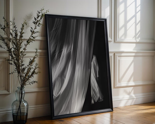 Minimal Wall Art Abstract Fabric Drape Print | Black & White Minimalist Photography abstract wall art print, geometric minimalist poster, modern Scandinavian decor, Monohaus