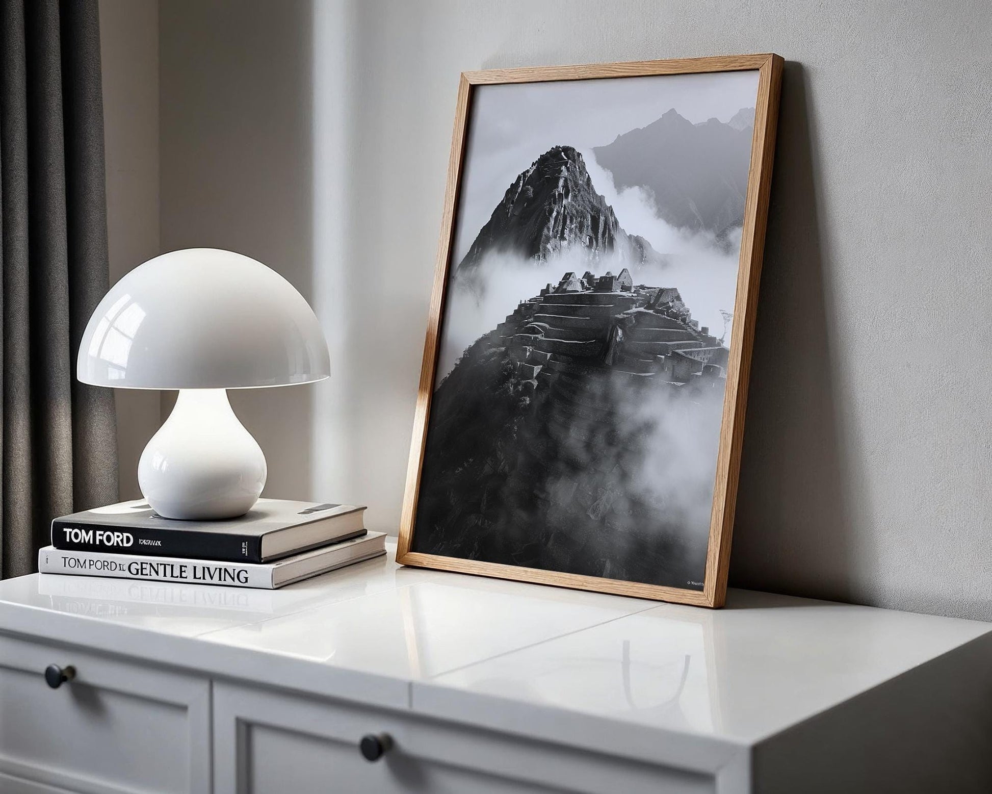 World Landmark | Machu Picchu Print | Black and White Mountain Photography, Peru Travel Poster wall art print, minimalist black and white poster, modern Scandinavian wall decor, Monohaus