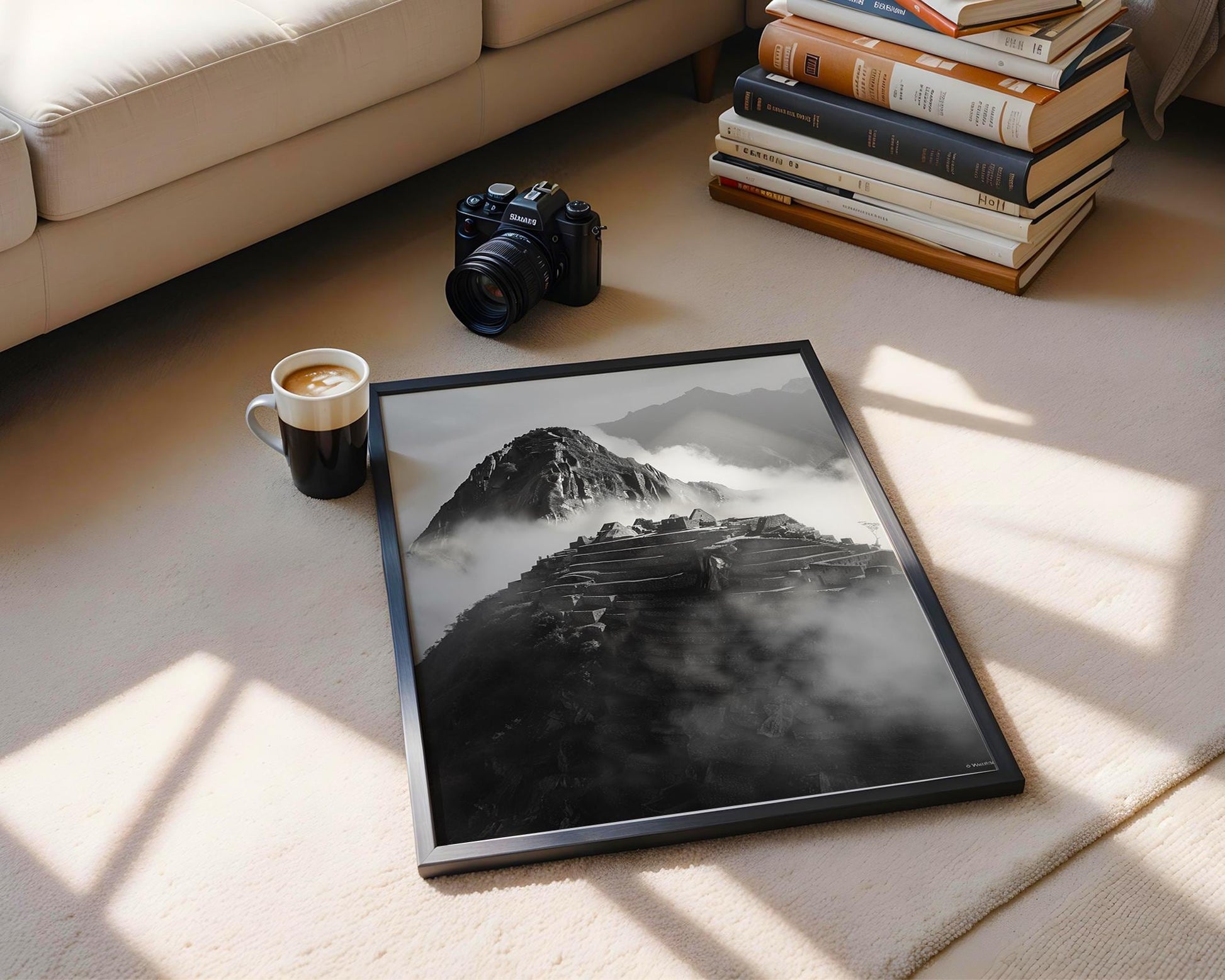 World Landmark | Machu Picchu Print | Black and White Mountain Photography, Peru Travel Poster wall art print, minimalist black and white poster, modern Scandinavian wall decor, Monohaus