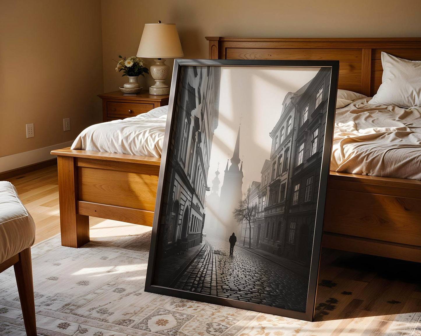 World Landmark | Prague Fog Photography Print | Black and White Gothic Architecture wall art print, black and white architectural poster, minimalist modern Scandinavian wall decor, Monohaus