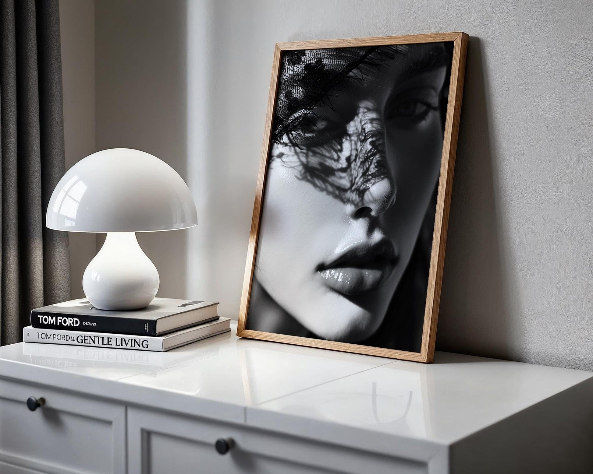 Minimal Wall Art Veiled Light | Black and White Portrait Photography Print wall art print, minimalist black and white poster, modern Scandinavian wall decor, Monohaus