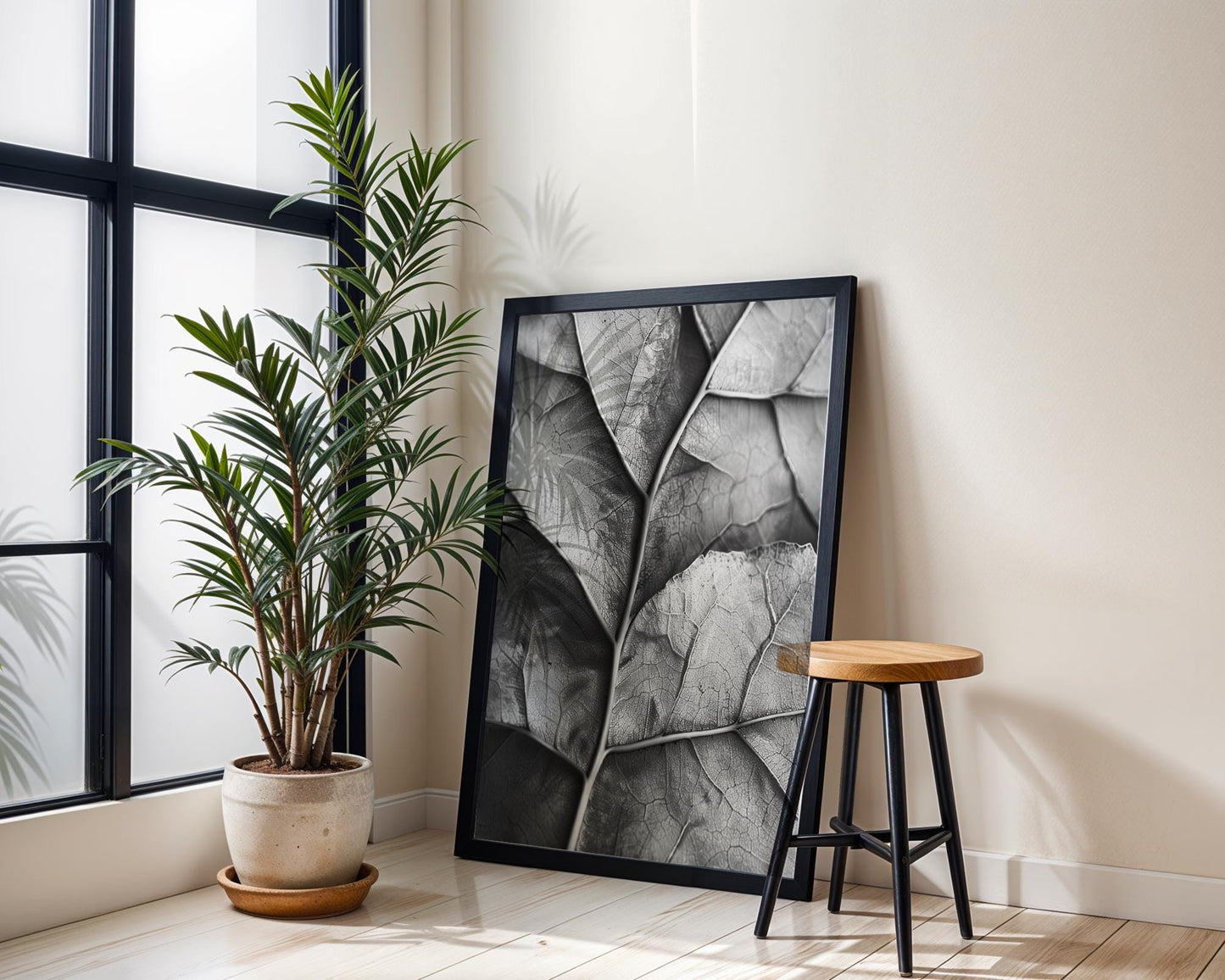 Botanical Photo | Fiddle Leaf Fig Print | Black and White Abstract Plant Wall Art abstract wall art print, geometric minimalist poster, modern Scandinavian decor, Monohaus