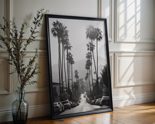 World Landmark | Beverly Hills Photography Print | Black and White Palm Tree Wall Art