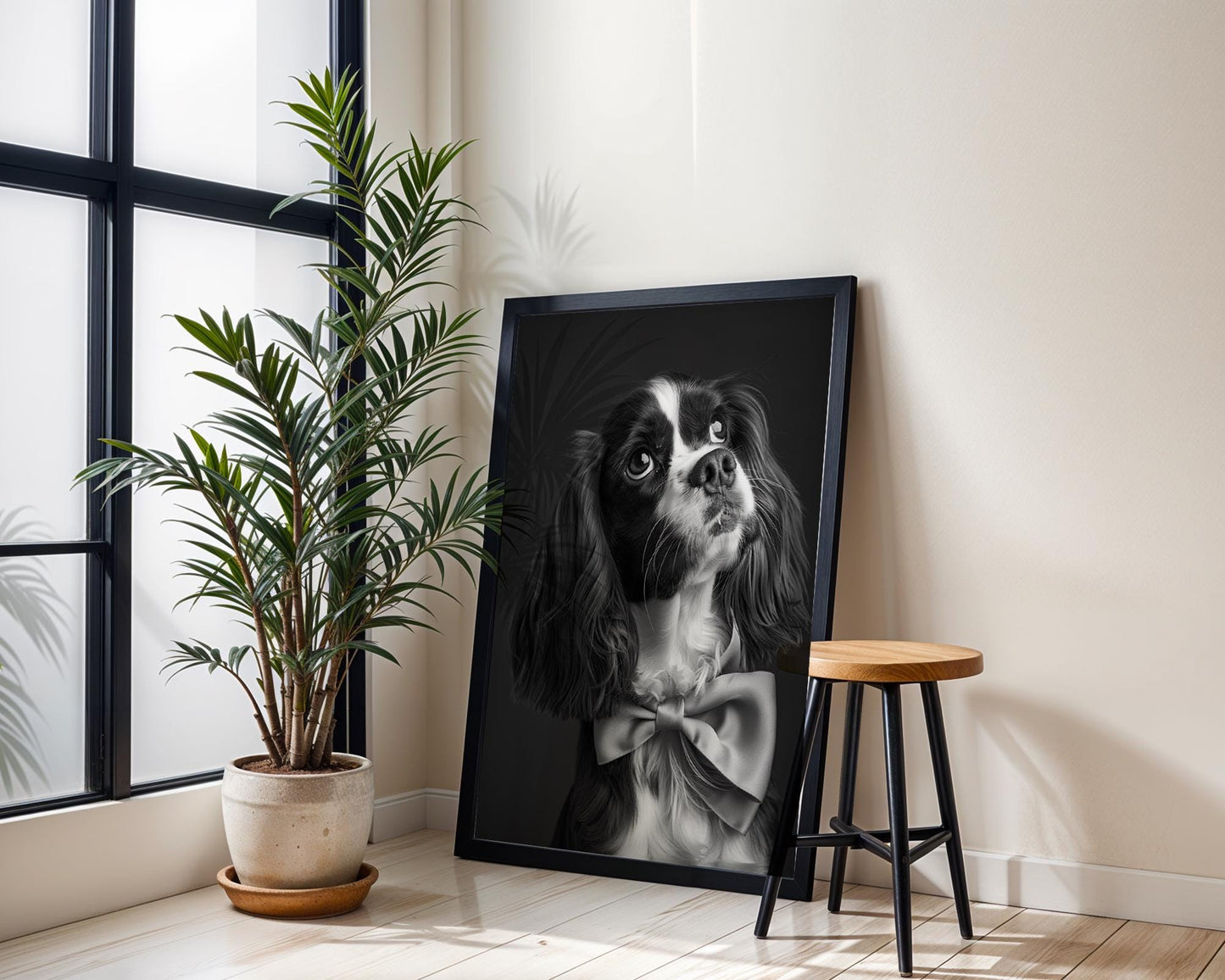 Dog Photography Cavalier King Charles Spaniel Portrait | Modern Black and White Pet Home Decor wall art print, minimalist black and white poster, modern Scandinavian wall decor, Monohaus