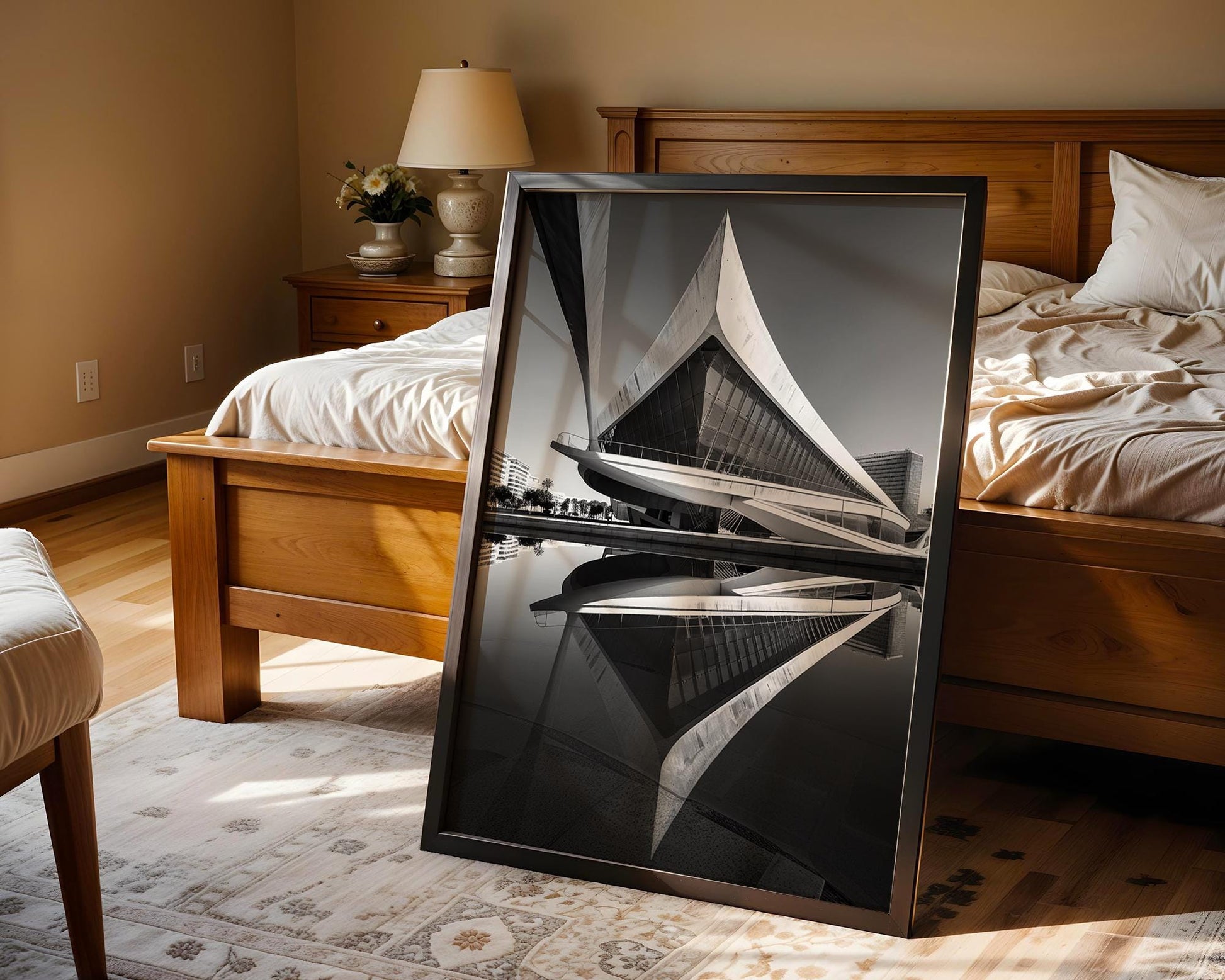 World Landmark | Palau de les Arts Print | Valencia Black and White Architecture Photography wall art print, black and white architectural poster, minimalist modern Scandinavian wall decor, Monohaus