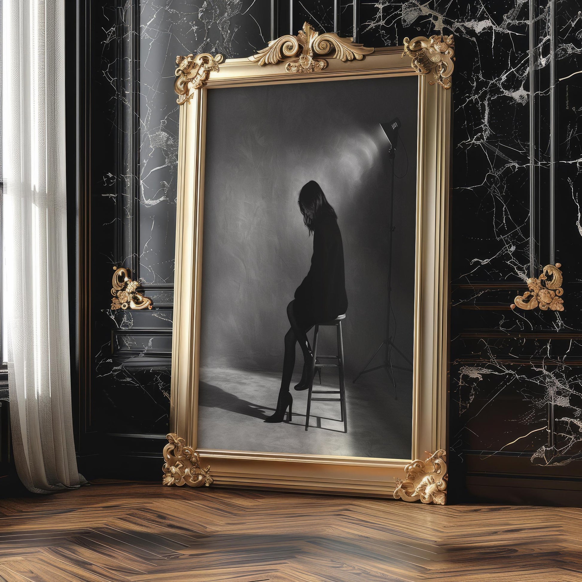 Minimal Wall Art Monochrome Woman Portrait Print | Minimalist Photography, Modern Home Decor wall art print, minimalist black and white poster, modern Scandinavian wall decor, Monohaus