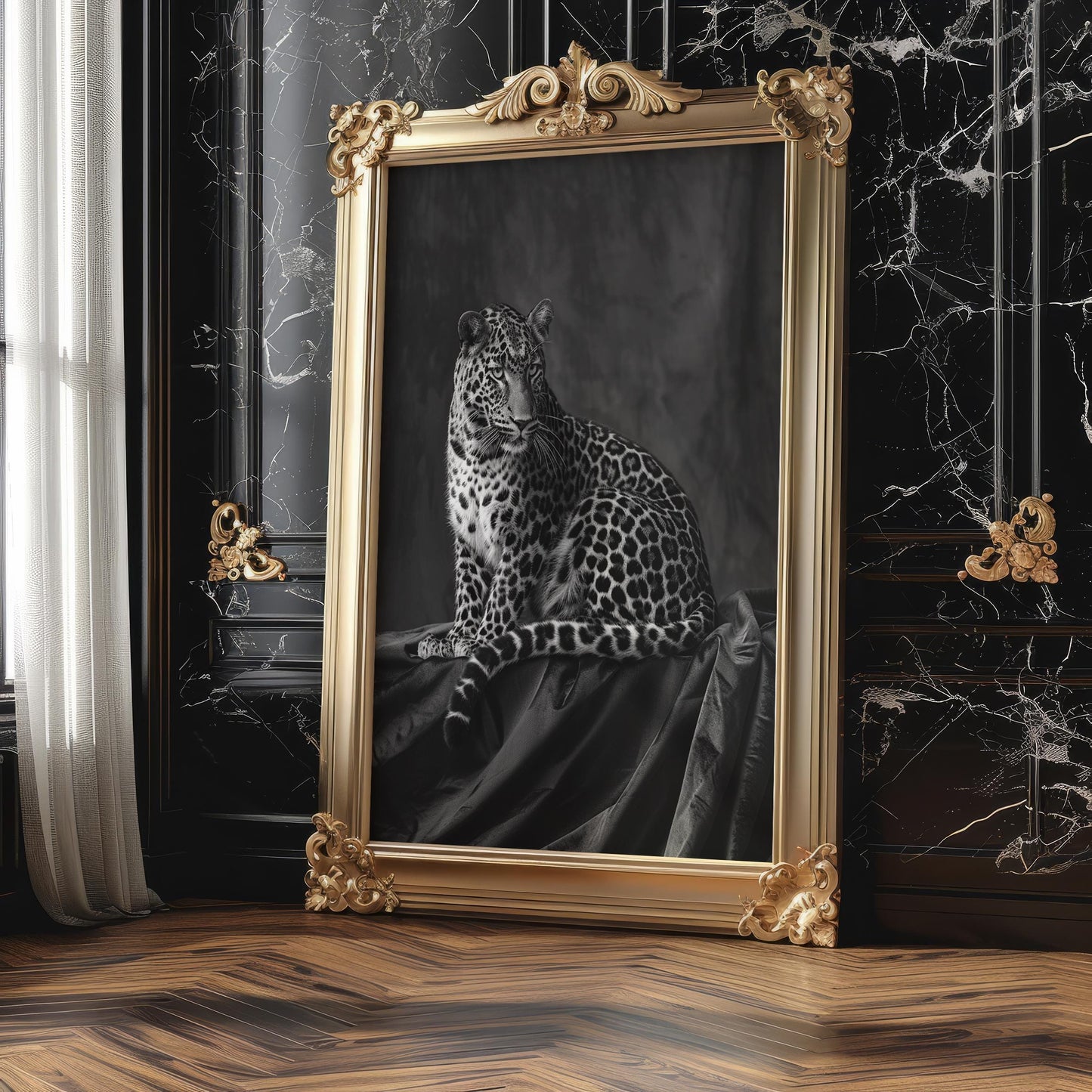 Designer Wall Art | Leopard Home Decor Print | Minimalist Black & White Wild Animal wall art print, minimalist black and white poster, modern Scandinavian wall decor, Monohaus