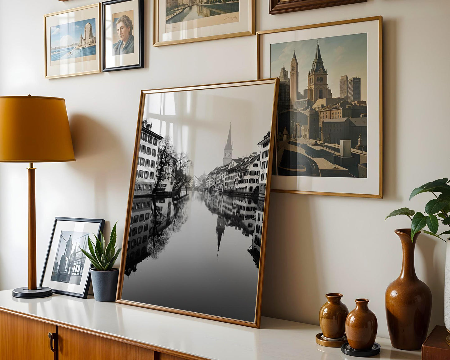 World Landmark | Zurich Old Town Black and White Photography Print | Minimalist Switzerland Wall Art