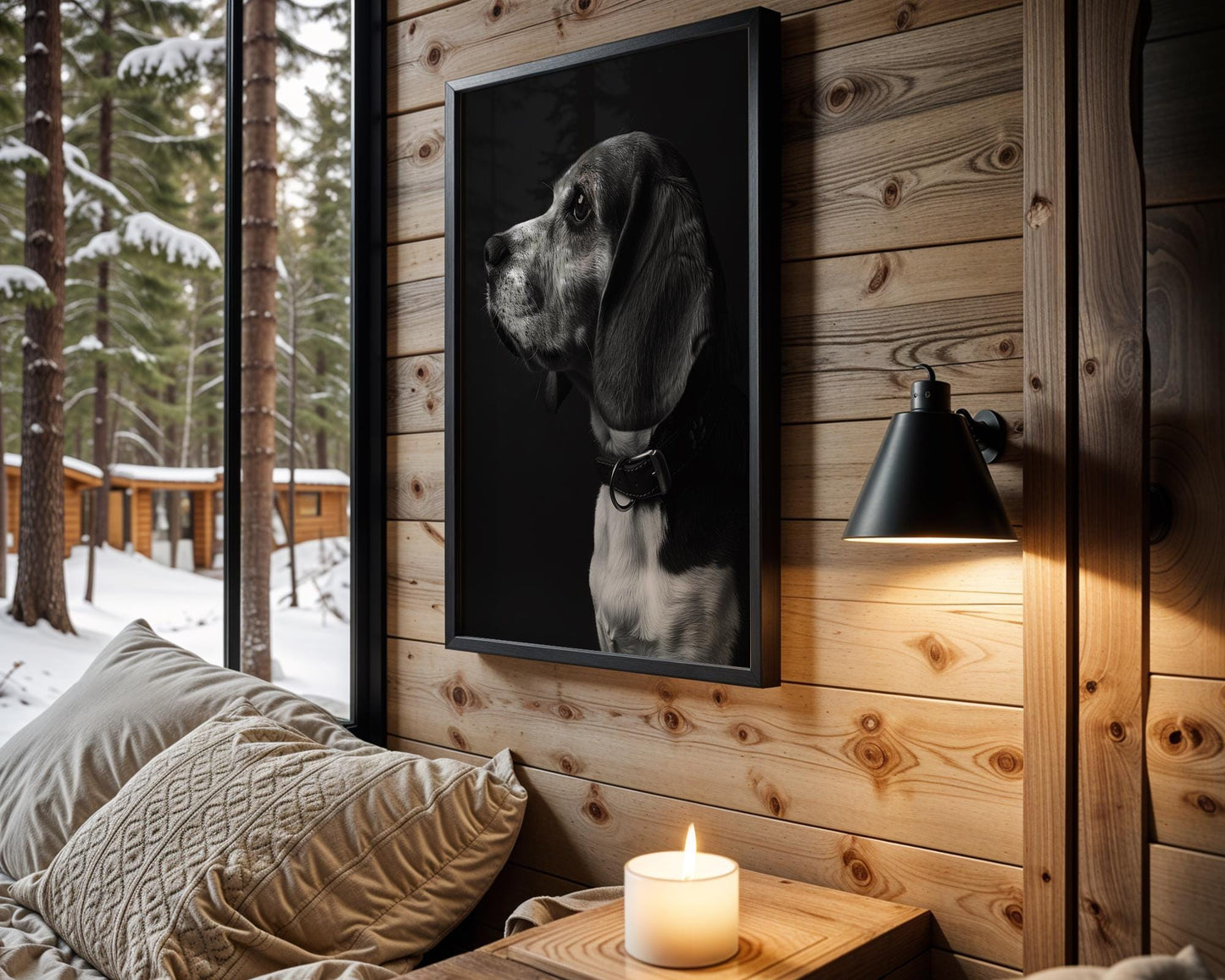 Dog Photography Beagle Portrait Print | Minimalist Black and White Pet Art wall art print, minimalist black and white poster, modern Scandinavian wall decor, Monohaus