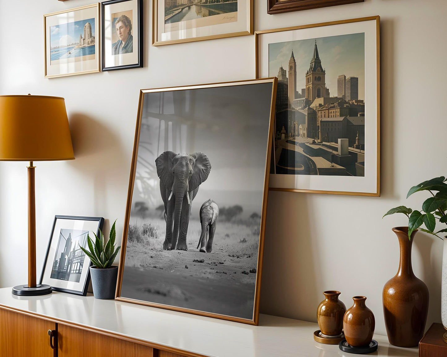 Wildlife Poster | Elephant and Calf Print • Black & White Safari Photography, Scandi Wall Art wall art print, minimalist black and white poster, modern Scandinavian wall decor, Monohaus