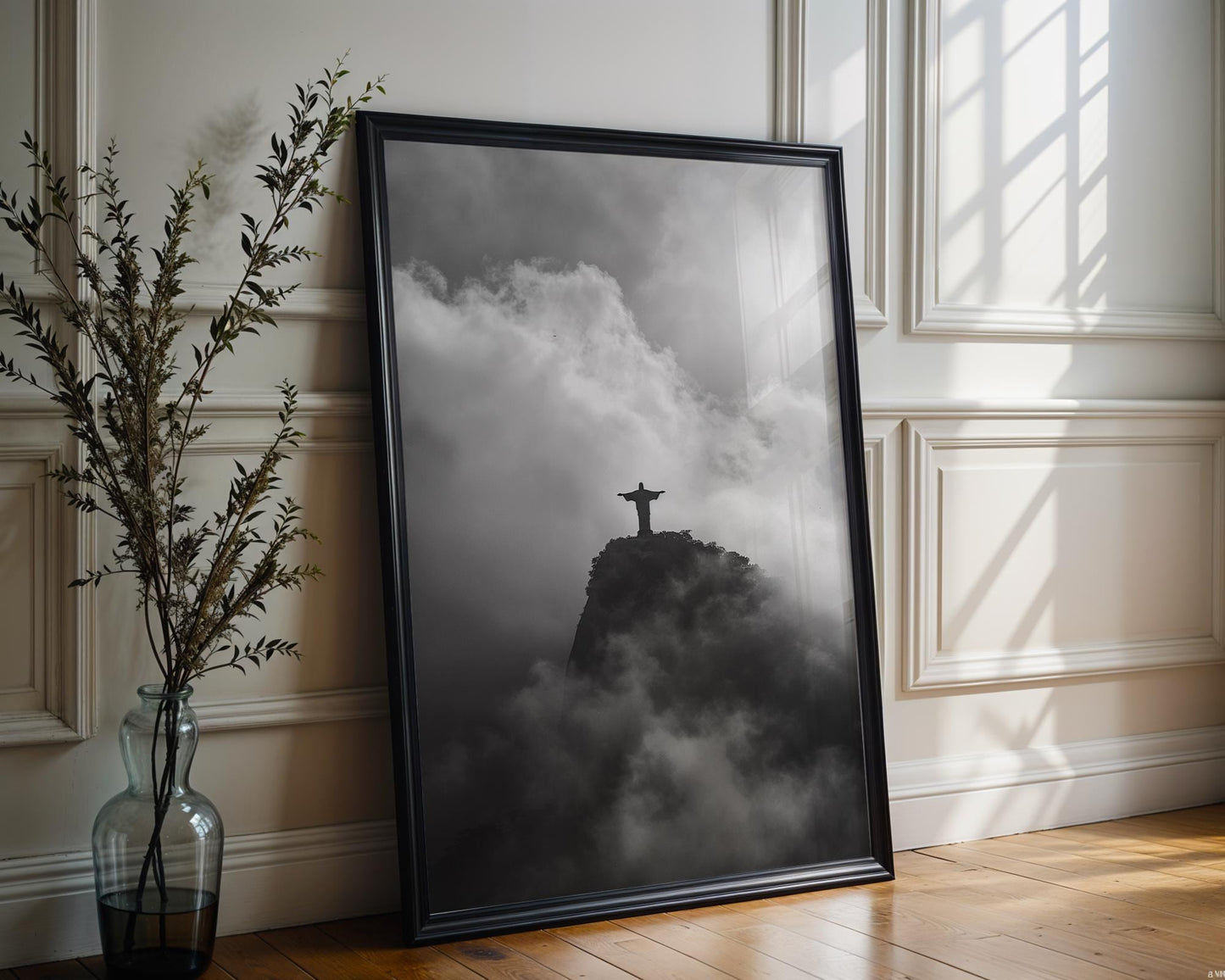 World Landmark | Christ the Redeemer Print | Black and White Rio de Janeiro Photography wall art print, minimalist black and white poster, modern Scandinavian wall decor, Monohaus