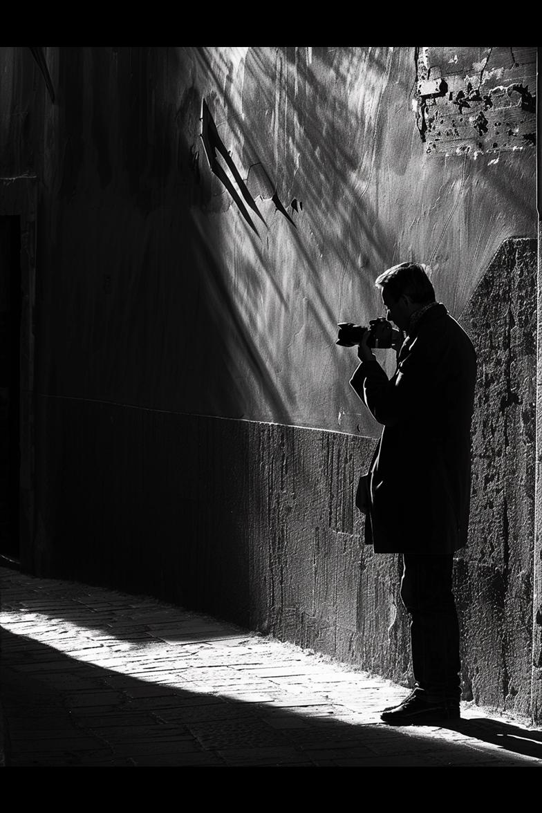 Urban Photography | Photographer Silhouette Minimal Black & White Street Scene black and white photo print, minimalist monochrome wall art poster for modern interiors, Monohaus
