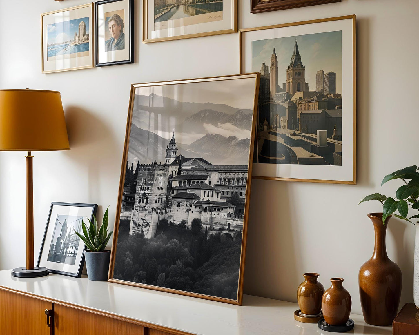 World Landmark | Alhambra Palace, Granada, Spain Print | Black and White Photography wall art print, minimalist black and white poster, modern Scandinavian wall decor, Monohaus