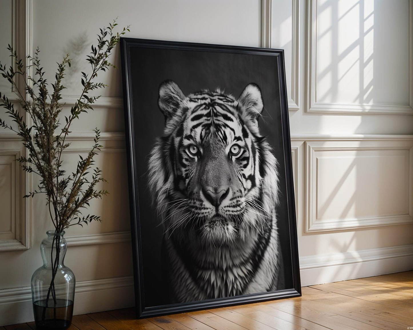 Wildlife Poster | Black & White Tiger Portrait | Minimalist Animal Art Print wall art print, minimalist black and white poster, modern Scandinavian wall decor, Monohaus