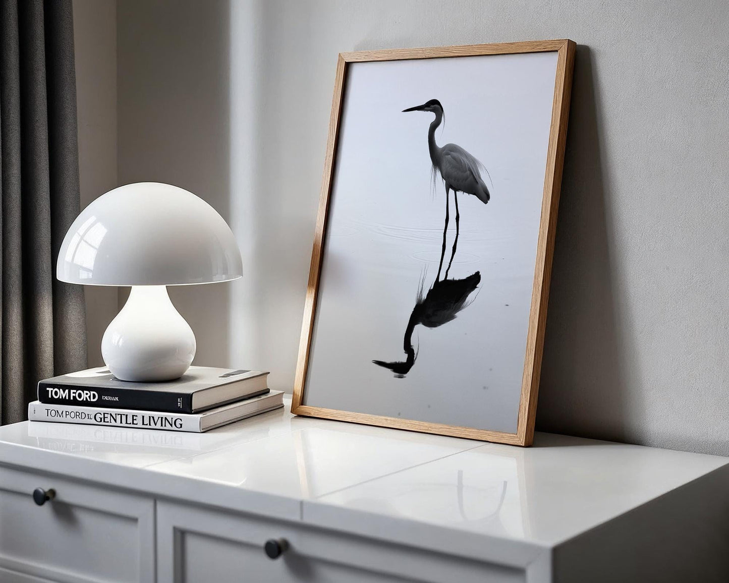 Wildlife Poster | Heron in Water Photography Print | Minimalist Bird Wall Art wall art print, minimalist black and white poster, modern Scandinavian wall decor, Monohaus