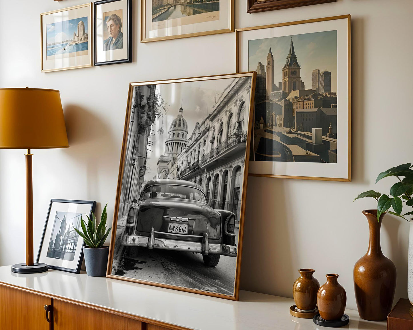 World Landmark | Havana Cuba Capitol & Classic Car Black and White Photography Print