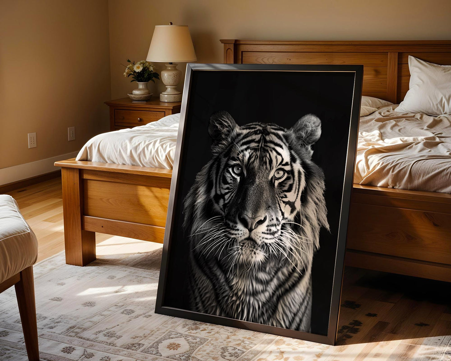 Wildlife Poster | Tiger Portrait Print | Black & White  Photography, Safari Wall Decor wall art print, minimalist black and white poster, modern Scandinavian wall decor, Monohaus